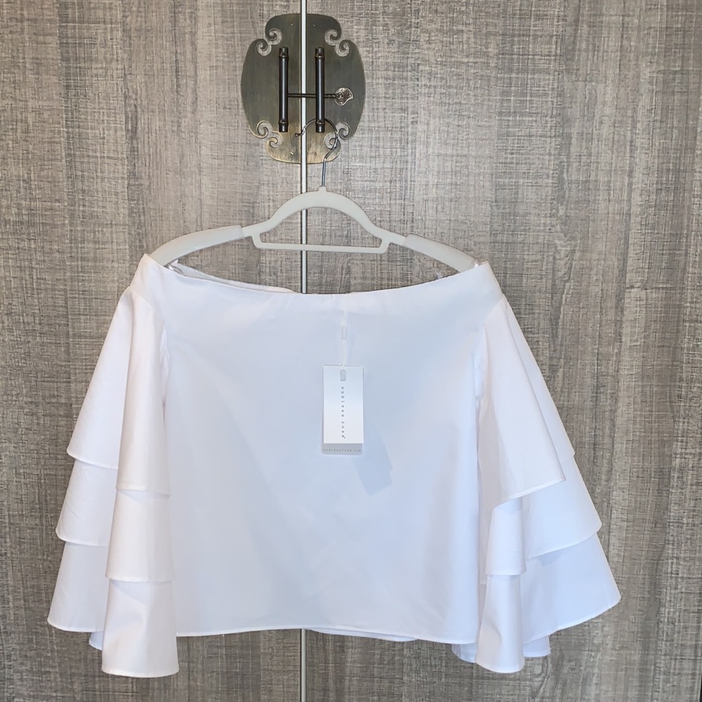 Revolve Endless Rose Tiered Bell‎ Sleeve Off The Shoulder Top - Picture 9 of 13
